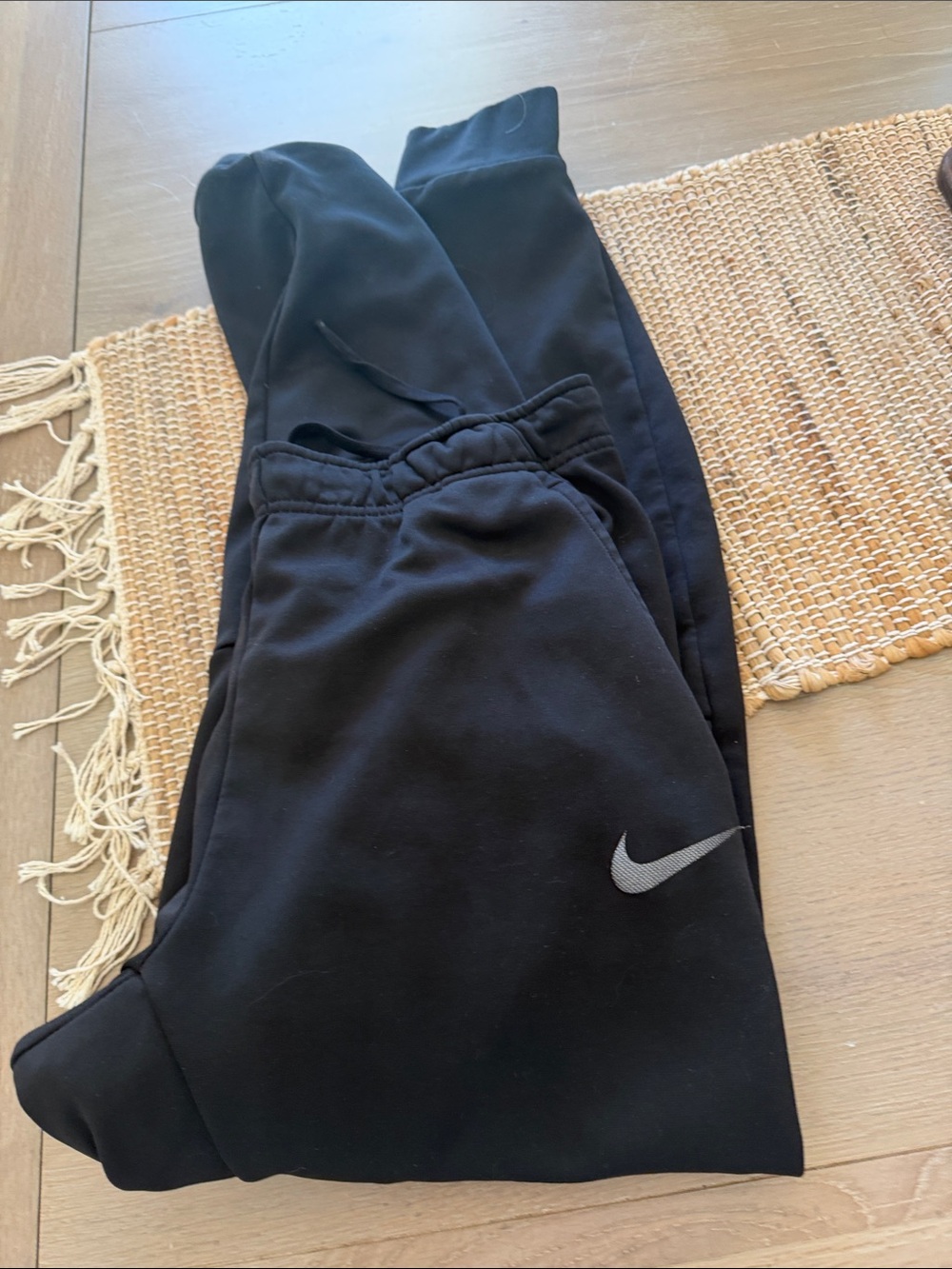 Nike Black Kids Sweat Joggers with Silver Swoosh